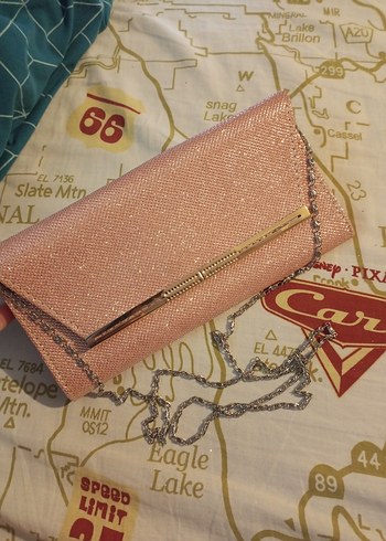 Altın Parlak Kadın Clutch Çanta - Görsel 5