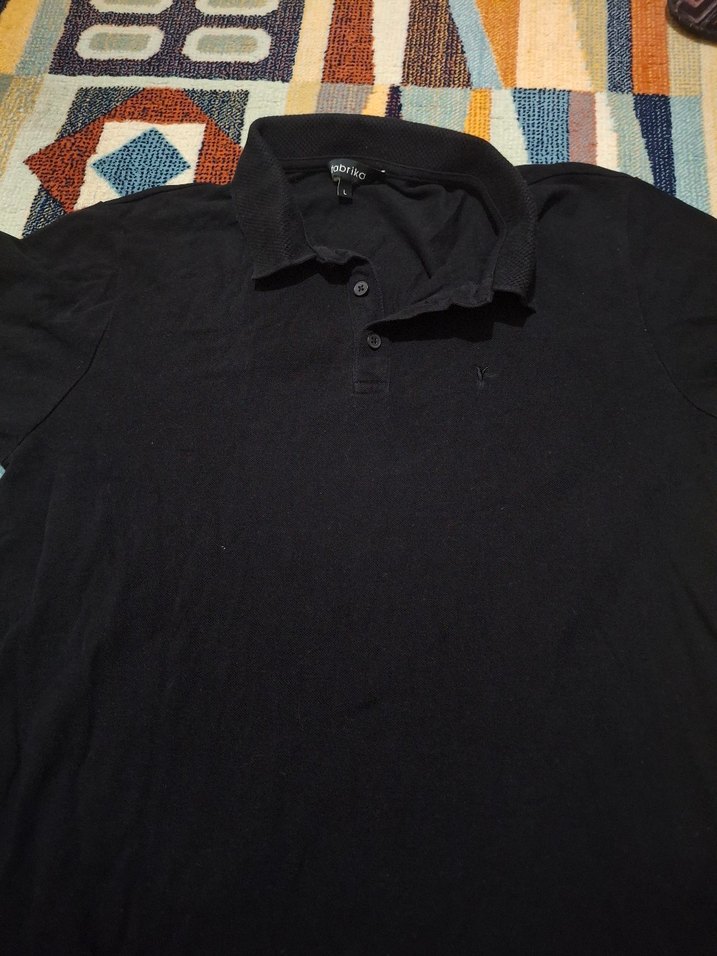 Erkek Siyah Keten Polo Tişört - Görsel 2