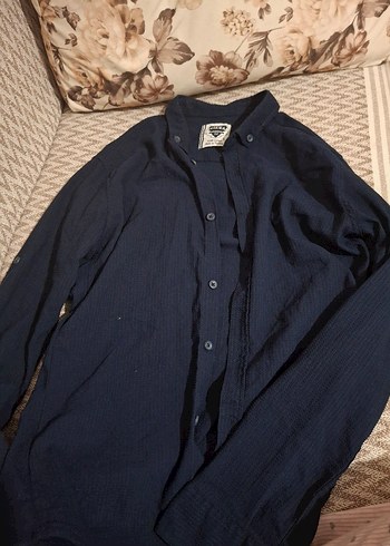 Lacivert Keten Erkek Gömlek - Görsel 3