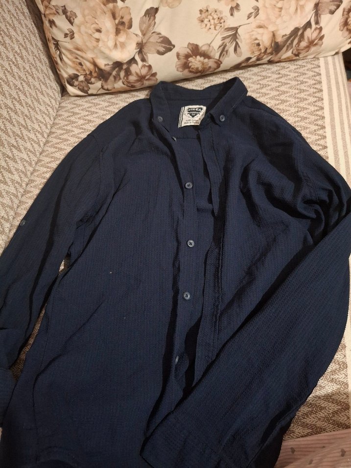 Lacivert Keten Erkek Gömlek - Görsel 3