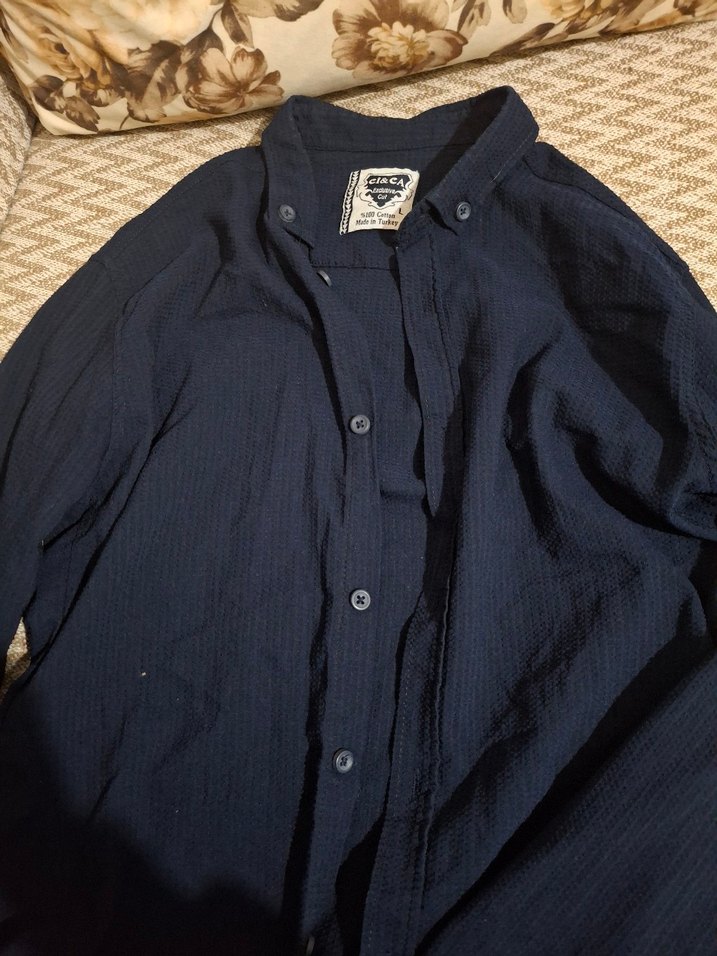 Lacivert Keten Erkek Gömlek - Görsel 2