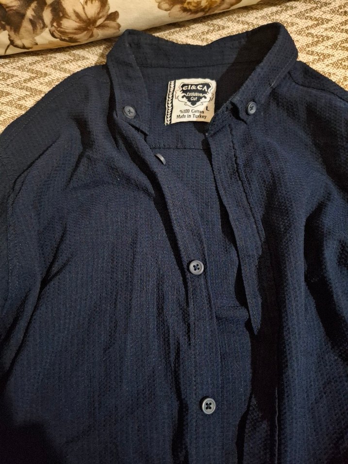 Lacivert Keten Erkek Gömlek - Görsel 4