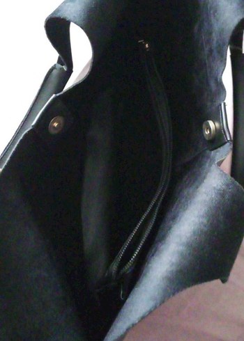 Siyah Minimalist Deri Kadın Çanta - Görsel 8