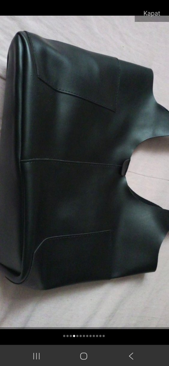 Siyah Minimalist Deri Kadın Çanta - Görsel 4