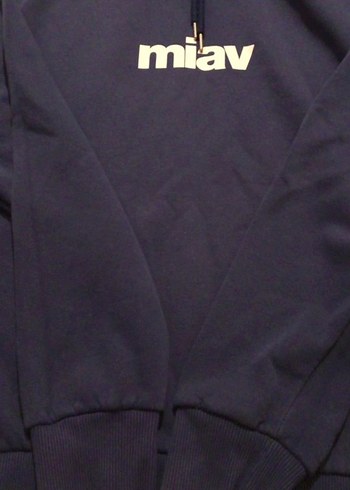 Mavi Kapüşonlu Kadın Sweatshirt - Görsel 5