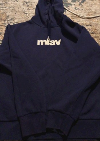 Mavi Kapüşonlu Kadın Sweatshirt - Görsel 3