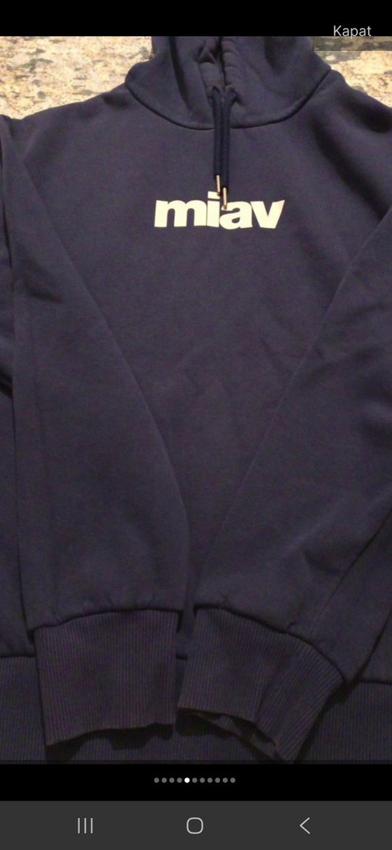 Mavi Kapüşonlu Kadın Sweatshirt - Görsel 5