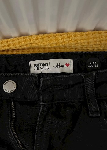 Koton Siyah Midi Boy Regular Fit Kadın Kot Pantolon
