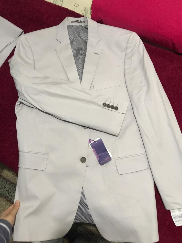 Erkek Beyaz Regular Fit Ofis Pantolon ceket takım - Görsel 2