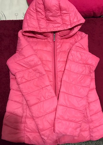 Kadın Pembe Kapüşonlu Kışlık Mont - Görsel 3