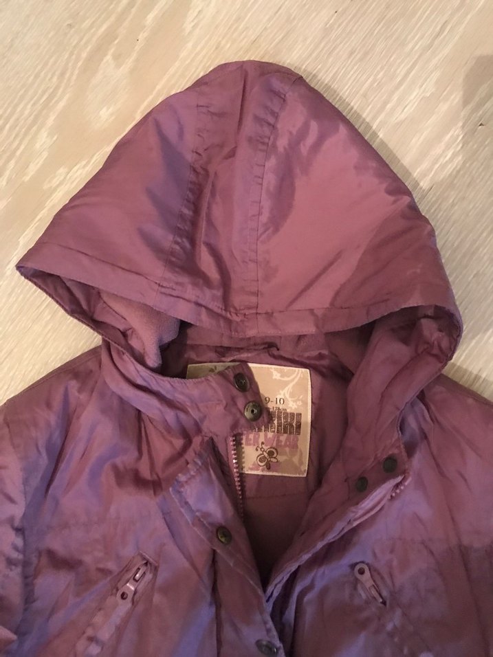 Düğmeli Mor çocuk Kışlık Mont - Görsel 3