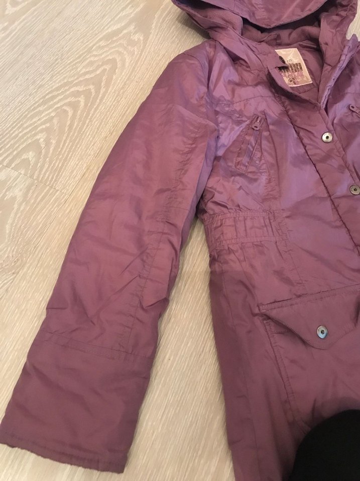 Düğmeli Mor çocuk Kışlık Mont - Görsel 4