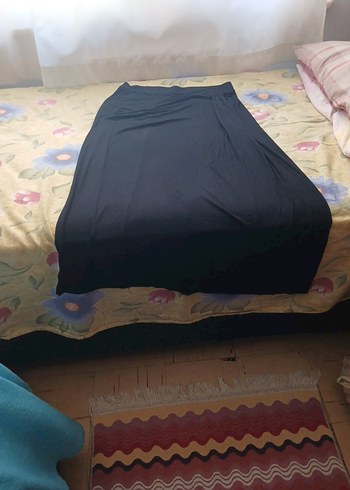 xxl Beden Siyah Uzun Drapeli Kadın Etek