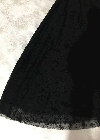 Diğer Dantel İşlemeli Siyah Midi Gotik Elbise