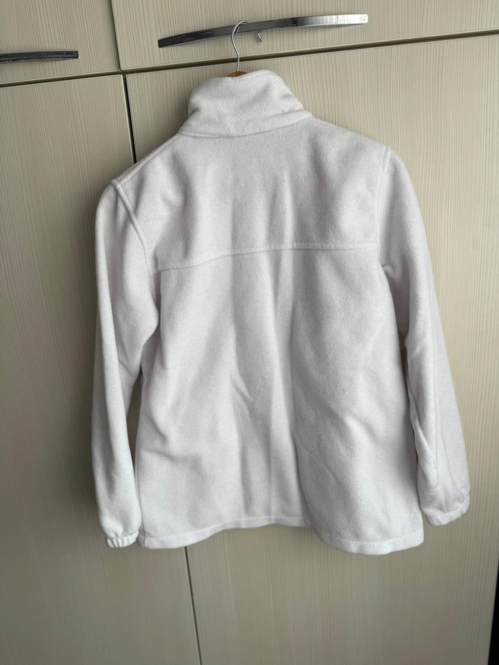 Erkek Beyaz Fermuarlı Polar Sweatshirt - Görsel 3