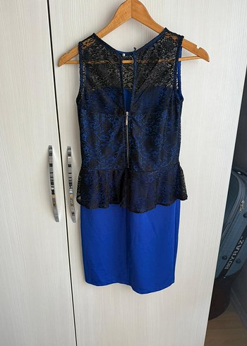 Lacivert Dantel Detaylı Midi Kadın Elbise - Görsel 3