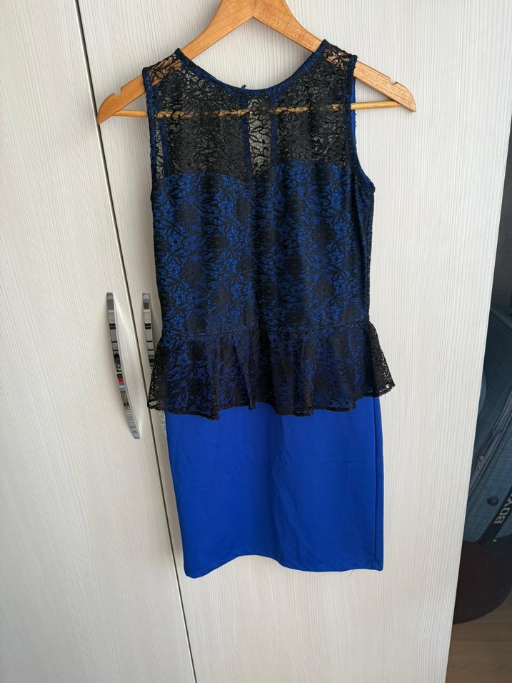 Lacivert Dantel Detaylı Midi Kadın Elbise - Görsel 2