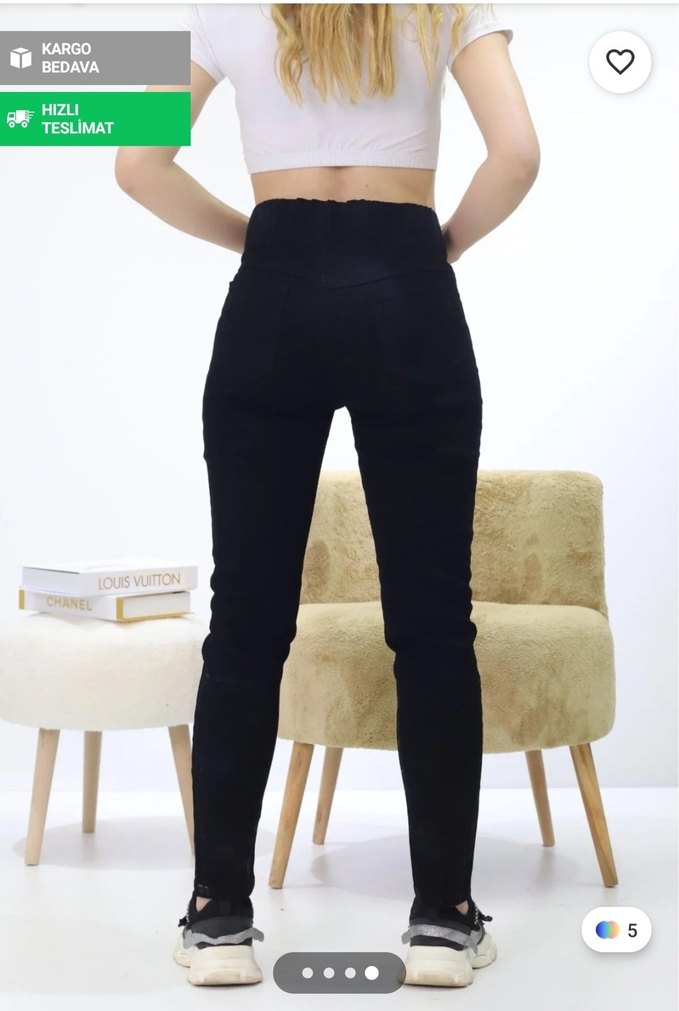 Siyah Kadın Skinny Pantolon Midi Boy - Görsel 2