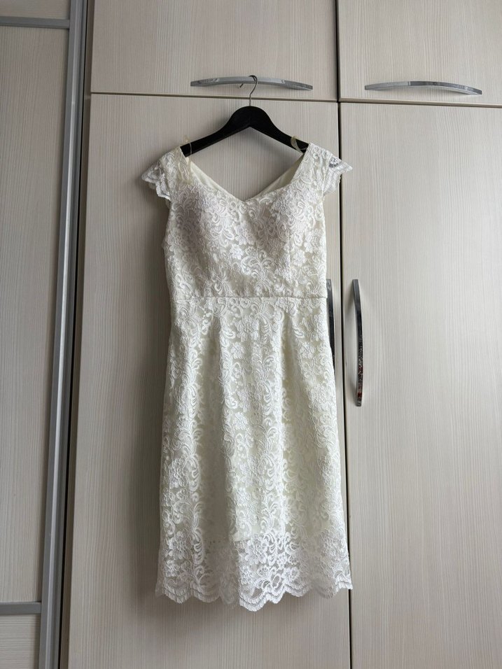 Dantel Detaylı Midi Beyaz Mini elbise - Görsel 3
