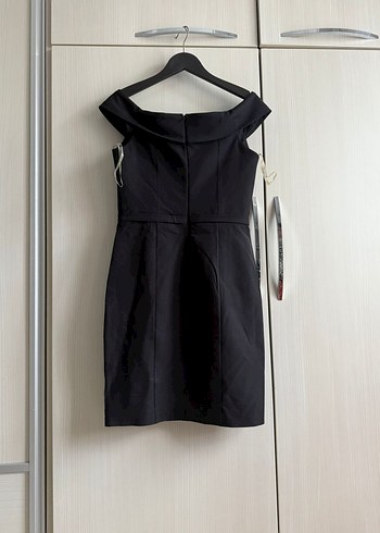 Kemerli Siyah Midi V Yaka Elbise - Görsel 3