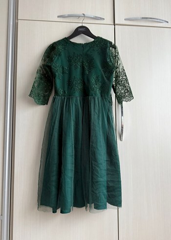 Dantel Detaylı Yeşil Midi Kadın Elbise - Görsel 2