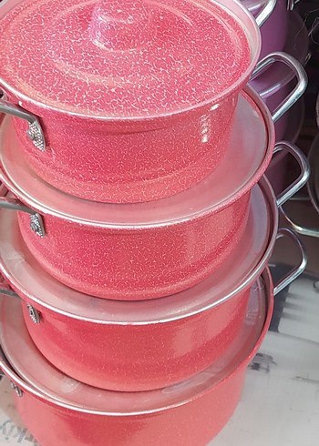 Parlak Pembe Tencere Seti