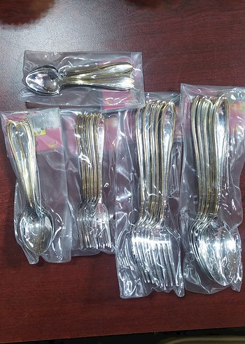 Parlak Altın Renkli paslanmaz Çatal ve Kaşık Seti - Görsel 4