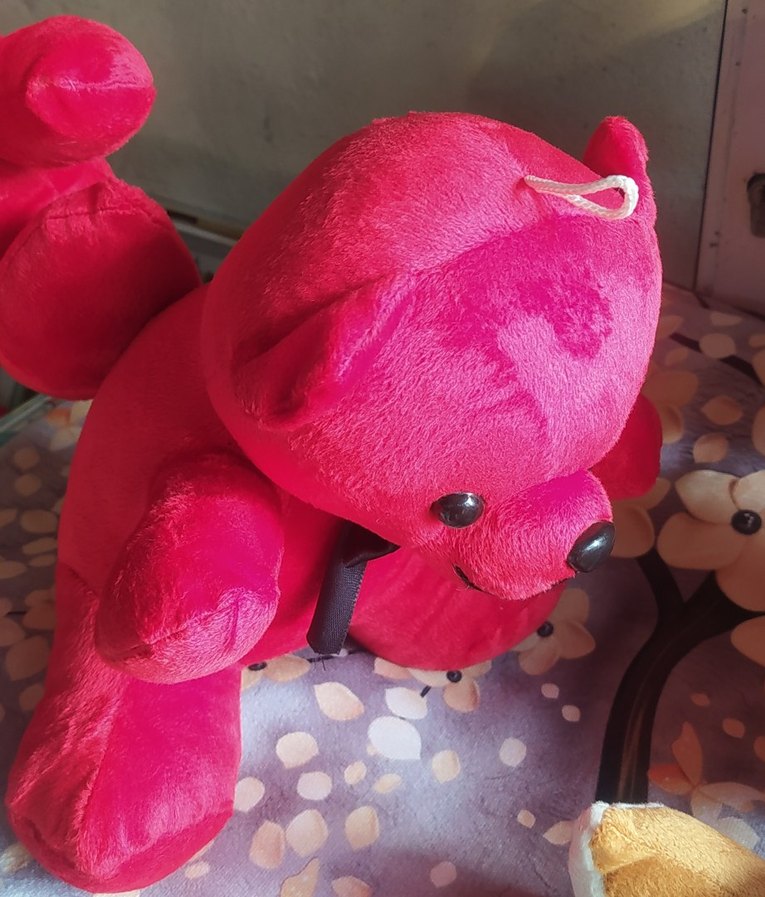 Kırmızı Yumuşak Peluş Ayıcık Oyuncak - Görsel 3