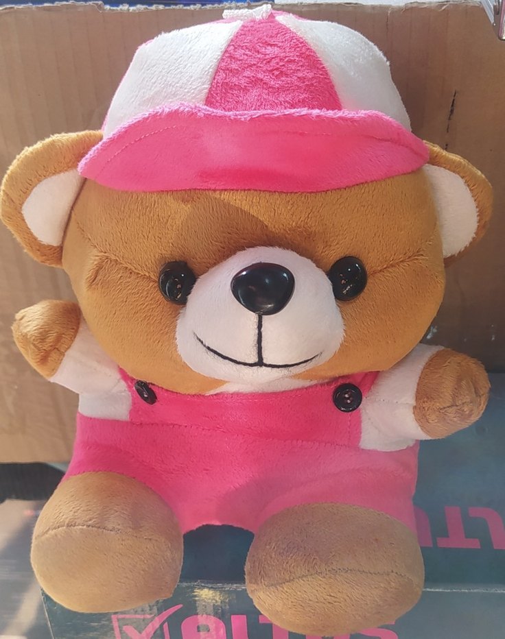 Renkli Pembe Şapkalı Peluş Ayıcık - Görsel 4