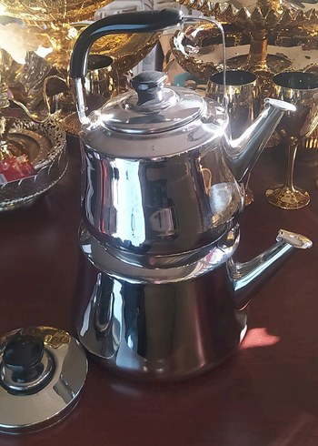 Gümüş Renkli Çelik Çaydanlık Seti - Görsel 5