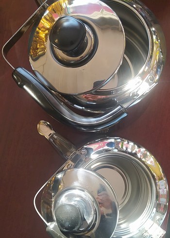 Gümüş Renkli Çelik Çaydanlık Seti - Görsel 2