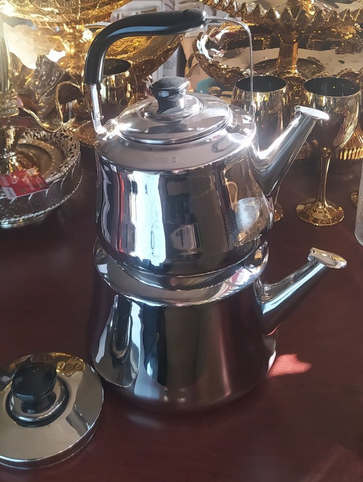 Gümüş Renkli Çelik Çaydanlık Seti - Görsel 5