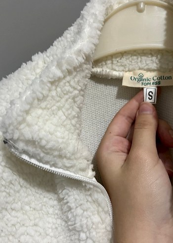 Beyaz Fermuarlı Kadın Peluş Ceket - Görsel 2