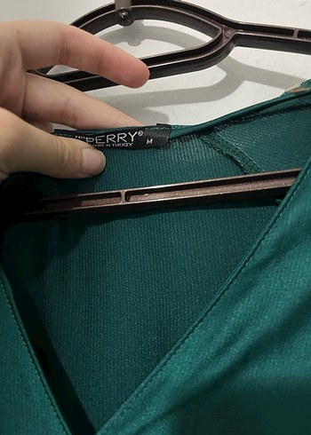 Uzun Kollu V Yakalı Midi Yeşil Elbise - Görsel 2