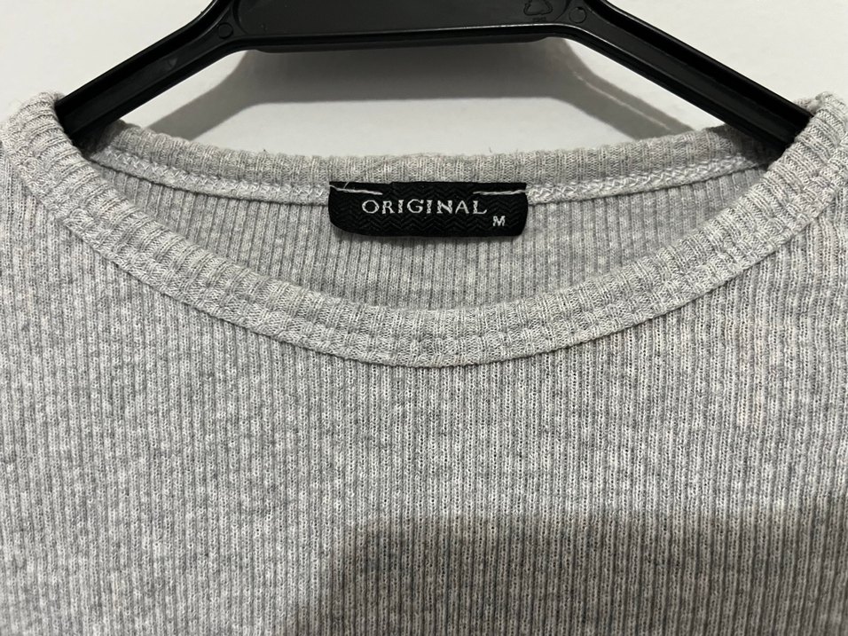 Gri Kısa Kesim Kadın Keten Kazak - Görsel 2