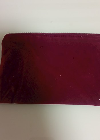 Bordo Süet Fermuarlı Kadın Makyaj Çantası Kese fermuarli - Görsel 2