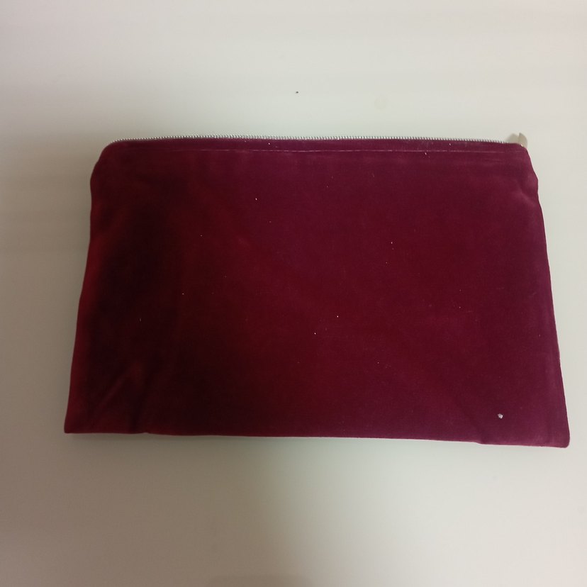 Bordo Süet Fermuarlı Kadın Makyaj Çantası Kese fermuarli - Görsel 2