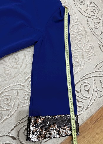 Uzun Kollu Mavi Uzun Elbise - Görsel 7