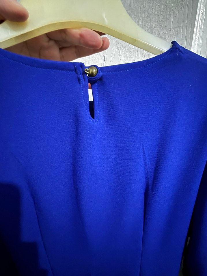 Uzun Kollu Mavi Uzun Elbise - Görsel 4