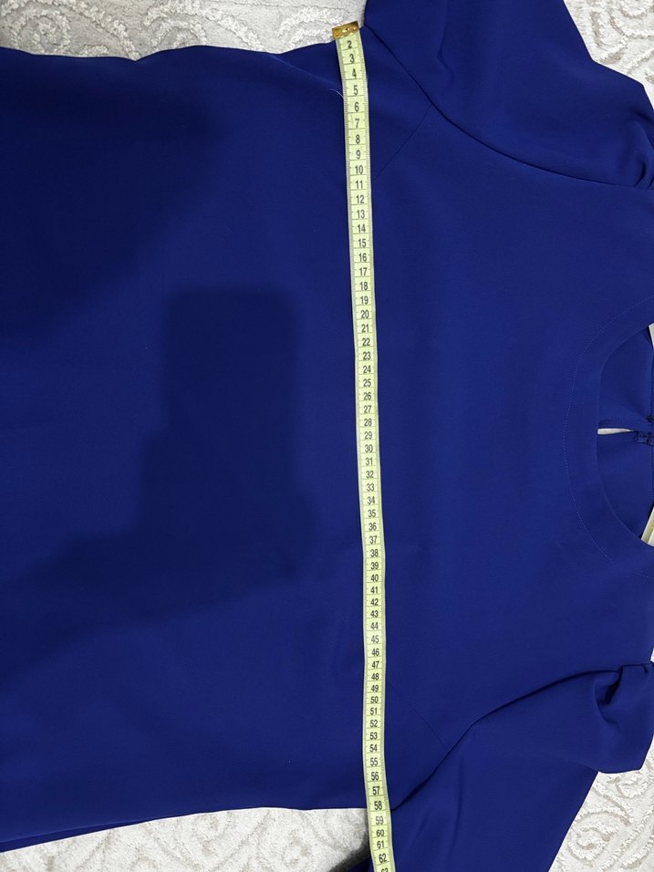 Uzun Kollu Mavi Uzun Elbise - Görsel 5