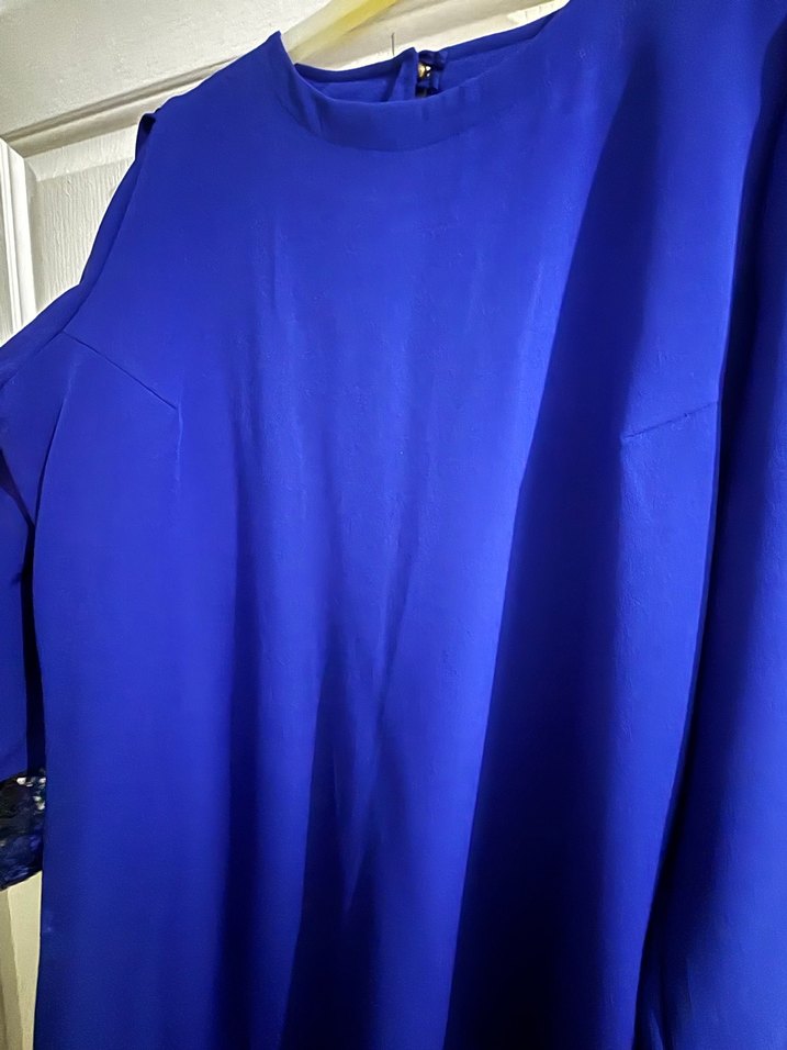 Uzun Kollu Mavi Uzun Elbise - Görsel 3