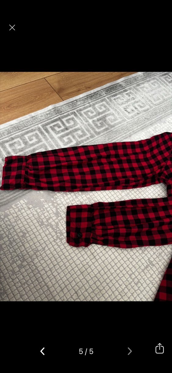 Kırmızı Kareli Uzun Kollu Salaş Kadın Gömlek - Görsel 5