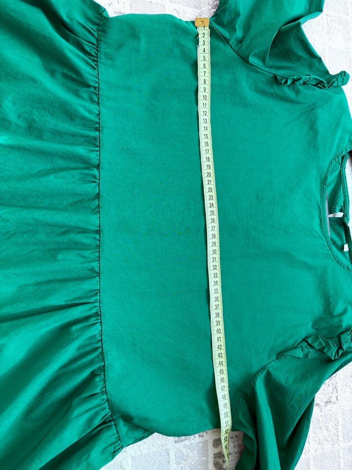 Yeşil V Yaka Uzun Salaş Elbise - Görsel 3