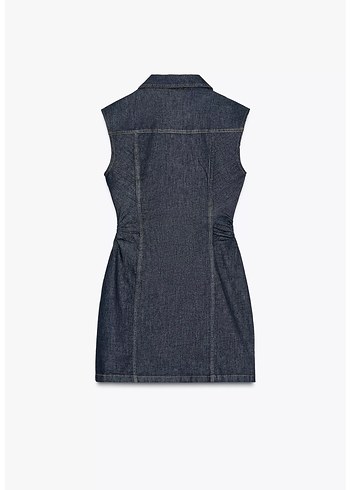 Zara Kolsuz Lacivert Kot Elbise