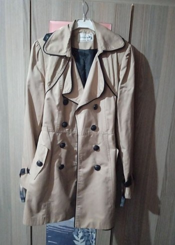 Bej Düğmeli Midi Kadın Trençkot - Görsel 2