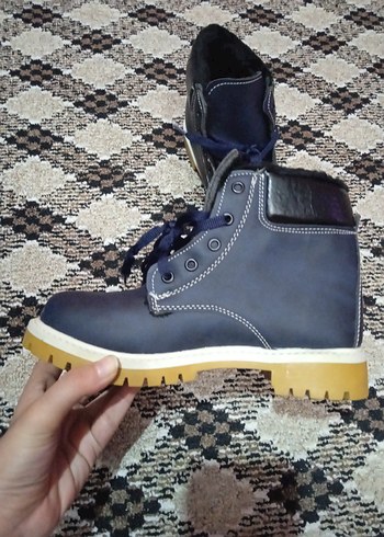 Lacivert Dolgu Topuklu Bağcıklı Kadın Bot - Görsel 2