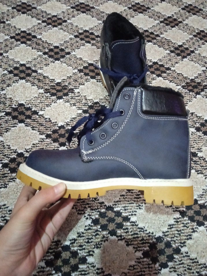 Lacivert Dolgu Topuklu Bağcıklı Kadın Bot - Görsel 2