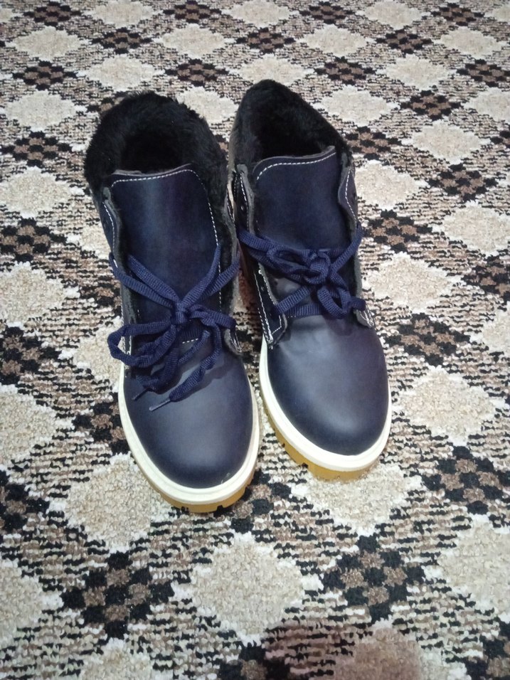 Lacivert Dolgu Topuklu Bağcıklı Kadın Bot - Görsel 3