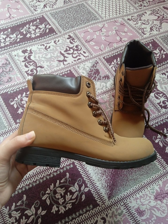 Deri Bağcıklı Kahverengi Dolgu Topuk Bot - Görsel 3