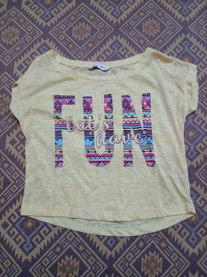 Sarı Bohem Kız Tişörtü, Rahat Kesim, Kısa Kollu - Görsel 2